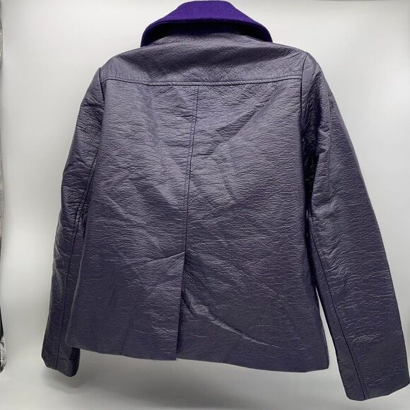 Nanette Lapore Moto Style Jacket in Royal Purple Wool and Polyurethane Body - Picture 4 of 14